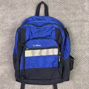 LL Bean Deluxe Book Pack Kids BookPack Backpack School Bag Blue Reflective Nylon